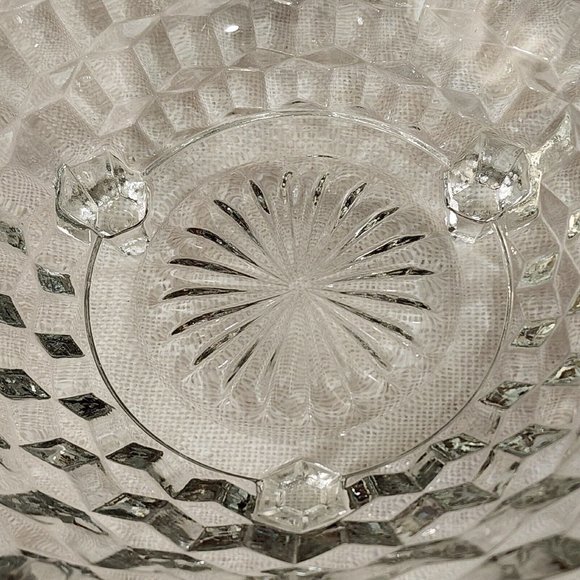 Colony Whitehall Clear Footed Bowl 10" cube cubist glass midcentury vintage - Picture 8 of 13